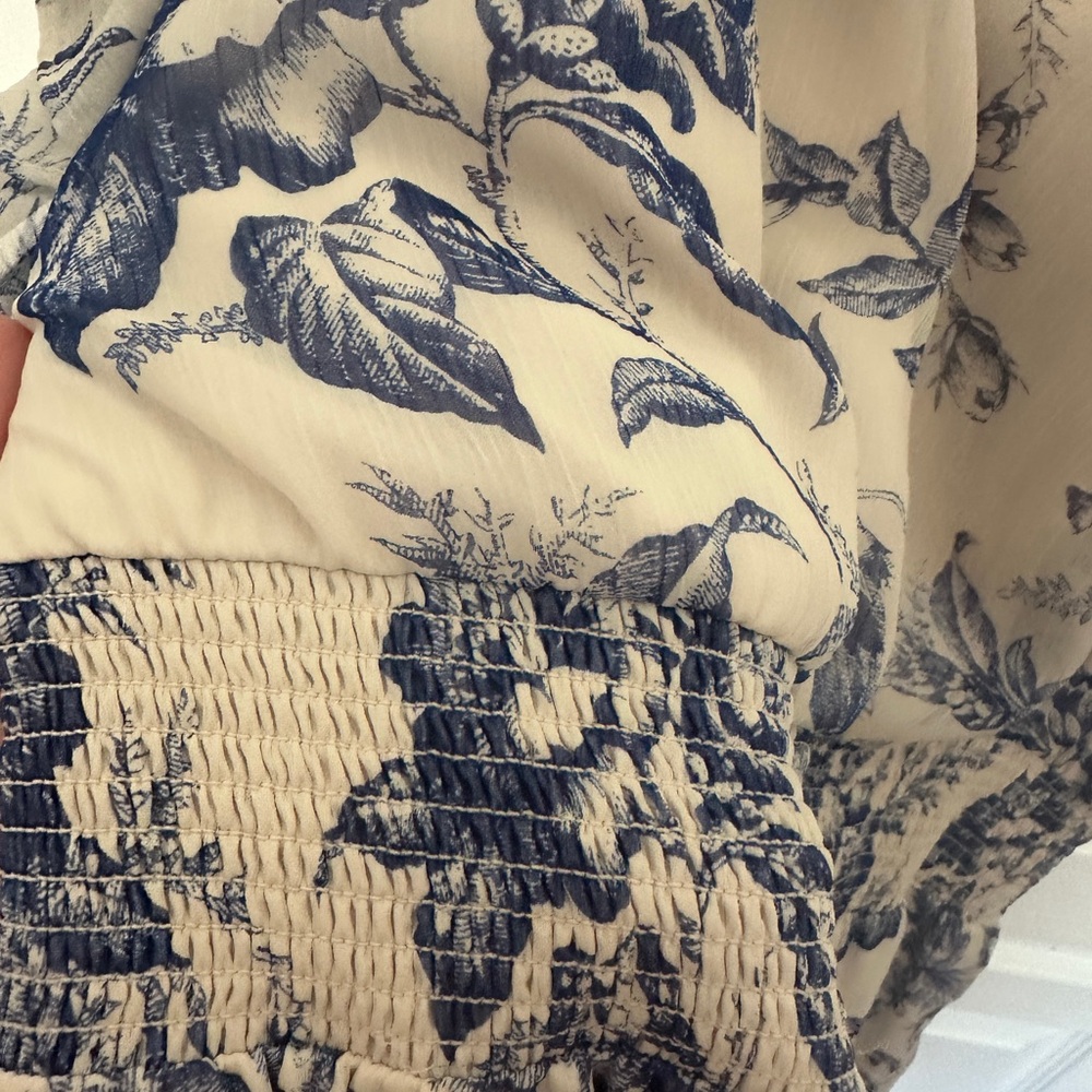 Express Blue and Cream Floral Midi Dress - Picture 6 of 8